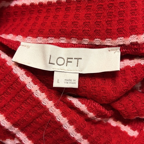 Red Pink Striped Sweater Large LOFT New with Tags - Picture 3 of 7